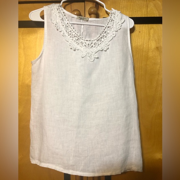 Alessia Pacini White Linen Sleeveless Top in Size Small - Picture 2 of 6